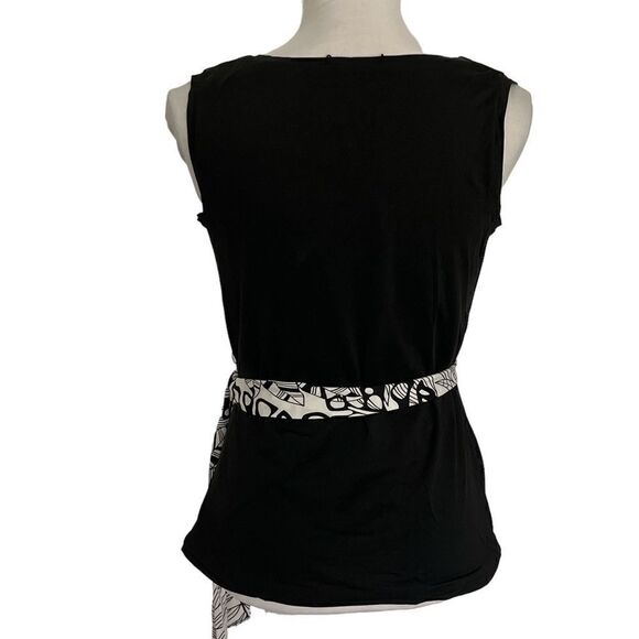Ladies Multi -Style Reversible Faux Wrap w Belt by Serra Black / White Oeko Tex - Picture 6 of 10